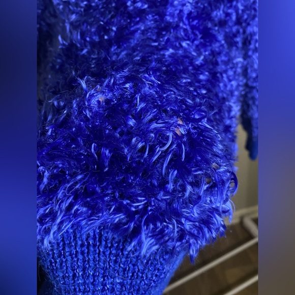 Sideffects blue vintage shaggy turtleneck sweater with elastic waistband - Picture 4 of 7